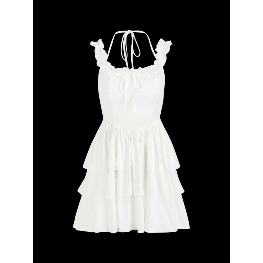 NWT Cider Layered Ruffle White Mini Dress XS